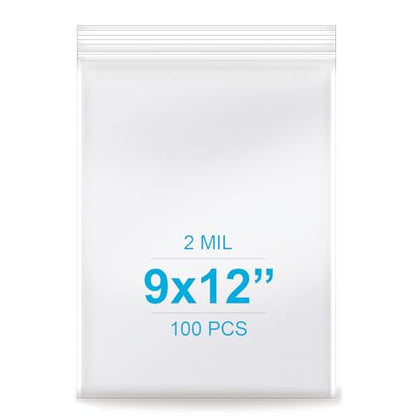9''x 12'', (Pack of 100) 2 mil Thick Clear Plastic Reclosable Zip Poly Bags with Resealable Lock Seal Zipper for Photo, Jewelry, Bakery, Treats, Travel, Storage, Packaging & Shipping… - size: 9" x 12"
