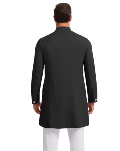 YAOHUOLE Mens Kurta Coats Indian Ethnic Royal Suits Jubba Thobe for Men - color: Black, size: Large