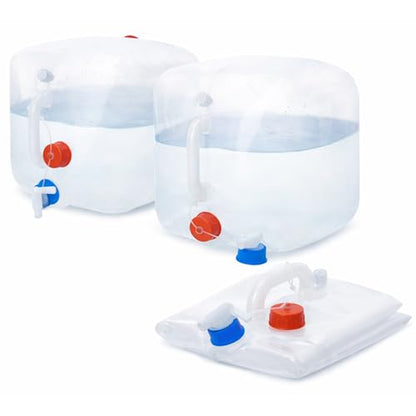 BPA Free Collapsible Water Container with Spigot, Vent & Lid. 2×5.3 Gallon Water Storage Jug, for Outdoors Camping Backpack Hiking & Emergency Hurricane, Tornado, Drought - Portable Survival Canteen