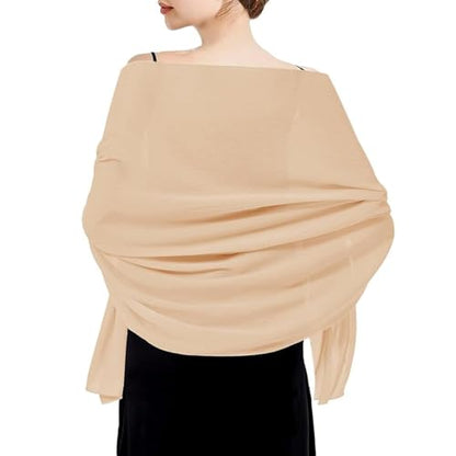 Chiffon Shawls and Wraps - Lightweight Scarve for Women Evening Dresses Wedding Bridal Formal Party - color: F2-champage