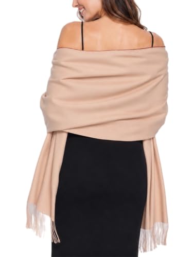Pashmina Shawl Wraps Scarves Evening Dresses Wedding Bridesmaid for Women - color: 03-camel