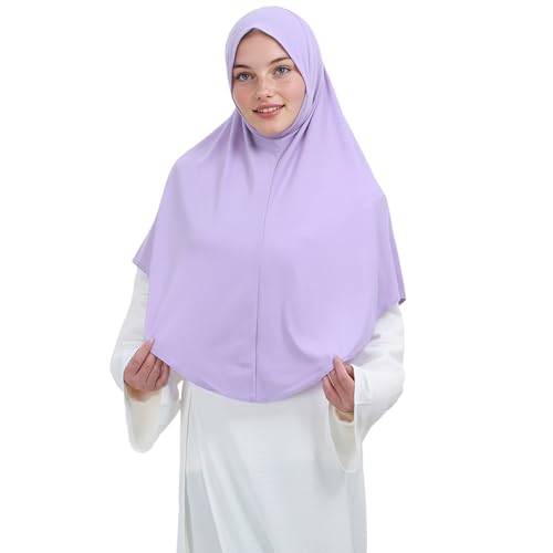 Instant Hijab for Women Muslim Stretchy Prayer Hijab Islamic Headscarf - color: Light Purple