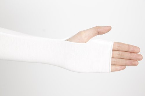 V28 Women Stretchy Long Sleeve Fingerless Gloves - color: White