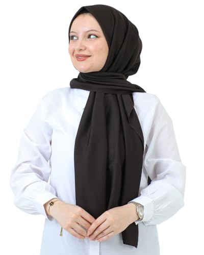 Prien Hijab For Women Muslim Lightweight Scarf Head Scarves For Girls Islamic Long Headscarf Chiffon Shawl Prayer Set Ramadan - color: Brown