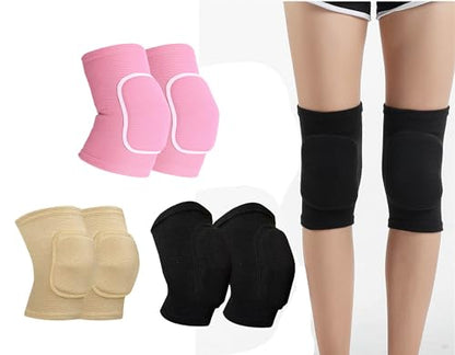 YYaaloa Knee Pads Sponge Knee Brace Breathable Flexible Elastic Knee Support for Volleyball, Dancing, Football, Yoga, Basketball, and Skating (Medium, Pink,Beige,Black) - color: Pink,Beige,Black