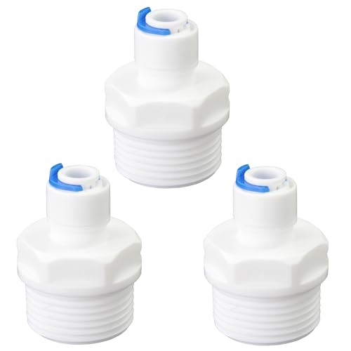 3/4" Male to 1/4" PE Tube Push-to-Connect Straight Adapter | Ideal for RO water purifier connections, garden hoses, pre-filtration systems, and standard plastic adapters (3-Pack) - style: 1/4” Tube to 3/4” Male Thread