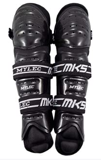 MyLec MK5 Street/DEK Shin Pad, Lightweight & Durable Hockey Accessories, 360° Straps, Hard Front Shells, Breathable Material, Metatarsal Padding Ice Hockey Shin Guards, Foam Rubber - color: Black, size: 11"