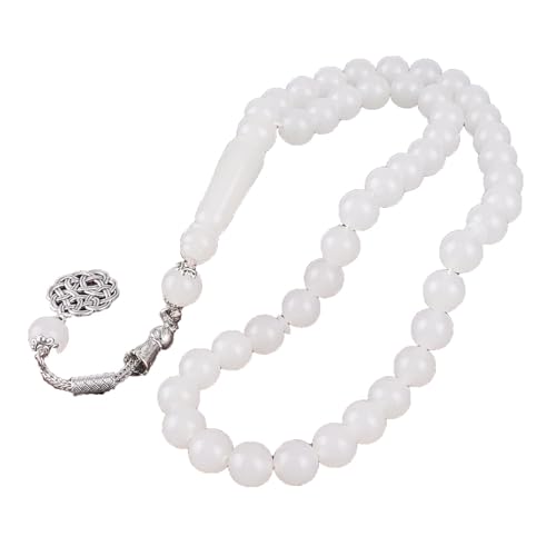 Prlemend Muslim Misbaha Rosary Islamic Acrylic 45Beads Masbaha White Prayer Tasbeeh Tasbih