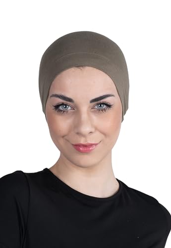 Chemo Headwear for Women - Bamboo Cotton Hats for Women - Head Scarf for Women's Hair - Sleep caps - Beanie Hijab Bonnet - color: Khaki