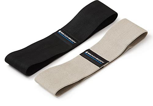 BODi Thick Resistance Bands, Home Gym Workout Equipment, Exercise Bands, Resistance Loops for Home Fitness, Yoga, Pilates, Stretching, Strength Training, Booty and Thigh Workouts, Set of 2 Black/Gray