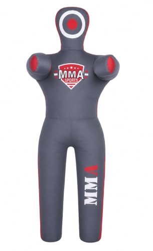 Kids Grappling Standing Dummy - Unfilled – Wrestling, Jiu-Jitsu, MMA Training Dummy with Moveable Arms and Legs – Durable Polyester Fabric - color: Grey-Stand, size: 4 ft-49 Inch