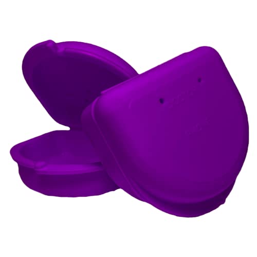 Dental Retainer Cases with Vent Holes, Purple, 2 Ct | High-Impact Durable Plastic, Write on ID Labels, 1-1/4" Depth, Stores Retainers, Aligners, Mouthguards, and Night Guards - color: Purple