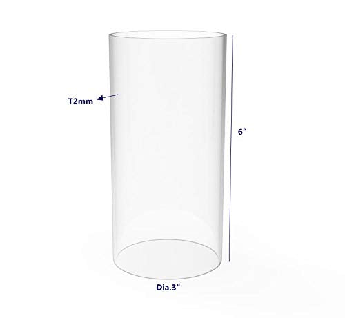FixtureDisplays® Clear Acrylic Tube 3" (Nominal) Diameter (2.953" Exact Outside dim) x 6" Long, 5/64" (2mm) Wall Open Ended 15140-6"-4PK-NPF - size: 3" Dia X 6" 4PK