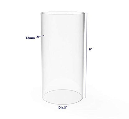 FixtureDisplays® Clear Acrylic Tube 3" (Nominal) Diameter (2.953" Exact Outside dim) x 6" Long, 5/64" (2mm) Wall Open Ended 15140-6"-4PK-NPF - size: 3" Dia X 6" 4PK
