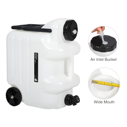 REDCAMP 7.4 Gal Water Container with Wheels & Spigot | Portable Rolling Emergency Camping Water Jug with Folding Handle | BPA Free Food Grade Water Storage Tank for Camping, Hiking 2 Pack (28L, White) - color: White 28l, 2 Pack