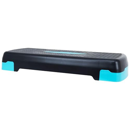 Fitvids Aerobic Step Platform Trainer with Adjustable 2-Level Risers, 400 Pound Weight Capacity – Non-Slip Exercise Stepper - color: Black/Blue