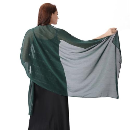 OurLore Chiffon Shawls Wraps for Women Sheer Glitter Scarf Sparkly Rhinestones Shoulder Sarong Cover Up Hijab for Wedding - color: Dark Green