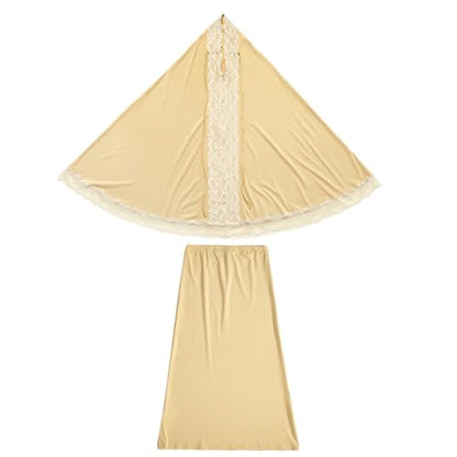 Girls Prayer Dress Muslim Abaya with Hijab 2pcs for Teen Girl Long Sleeve Islamic Maxi Set Arabic Ramadan Jilbab Eid Clothing - color: A-light Yellow, size: 11-12 Years