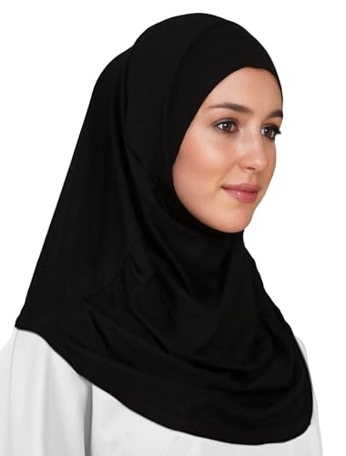 Lina & Lily Modal Jersey Muslim Amira Instant Hijab Scarf One Piece Ready-To-Wear - color: Black