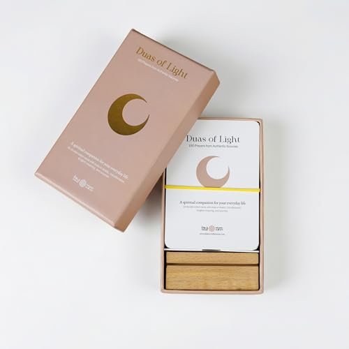 iwa concept 100 Daily Dua Cards with Wooden Stand - Islamic Prayer & Supplication Reminders - Morning & Evening Adhkar Cards - Muslim Mindfulness Decor - Ramadan & Eid Mubarak Gift Set - style: 100 Daily Duas