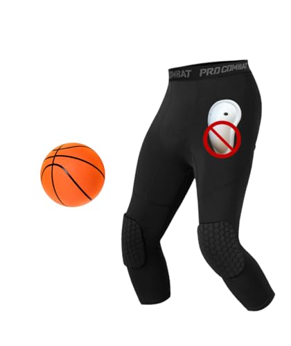Compression Pants with Knee Pads and Protective Cup for Mens in Baseball Football Lacrosse MMA Basketball and Hockey, Black. - color: Legging Only, size: 3X-Large