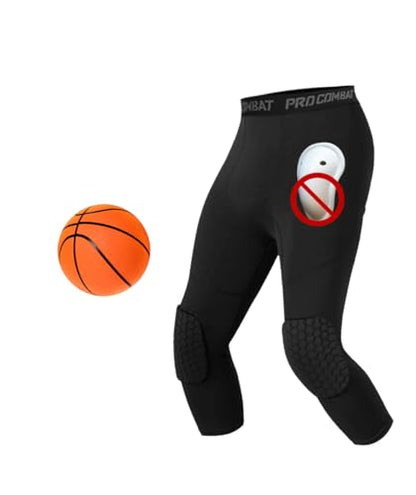 Compression Pants with Knee Pads and Protective Cup for Mens in Baseball Football Lacrosse MMA Basketball and Hockey, Black. - color: Legging Only, size: Medium