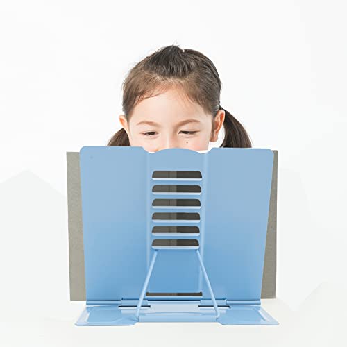 Metal Book Stand Adjustable Book Holder for Reading | Portable & Sturdy For Textbooks Cookbooks Sheet Music Papers Study - color: Full Blue