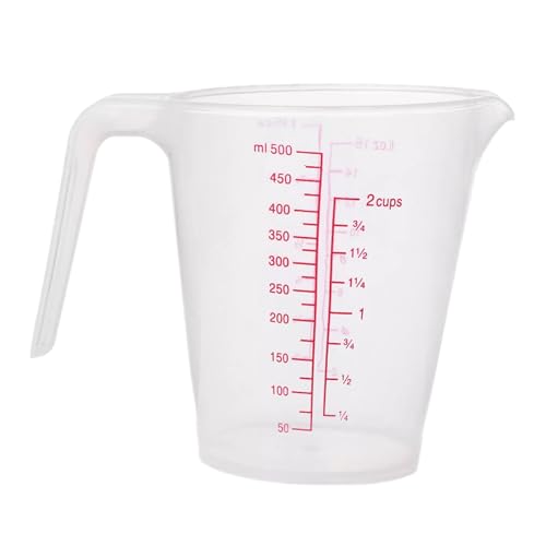 Plastic Measuring Cup 2Pcs 250/500ML Measuring Mug 8/16oz with Handle Graduated Pitcher for Baking Flour Oil Powder Cooking Kitchen Measure Container (250+500ML) - color: 250+500ML