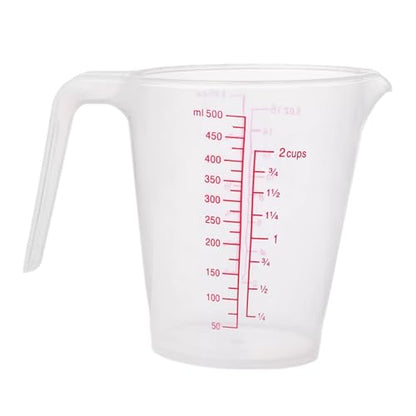 Plastic Measuring Cup 2Pcs 250/500ML Measuring Mug 8/16oz with Handle Graduated Pitcher for Baking Flour Oil Powder Cooking Kitchen Measure Container (250+500ML) - color: 250+500ML