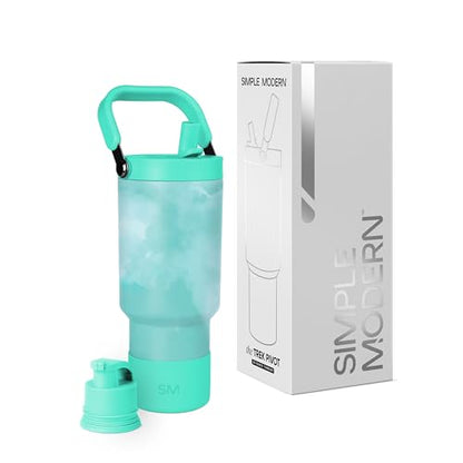 Simple Modern Tumbler with Handle, Water Jug | 30oz | Tie Dye | Trek Pivot Insulated Stainless Steel Water Bottle | Interchangeable Straw & Chug Lid, Cupholder Friendly | Ocean Tide - color: Pattern: Ocean Tide, size: 30 Ounces