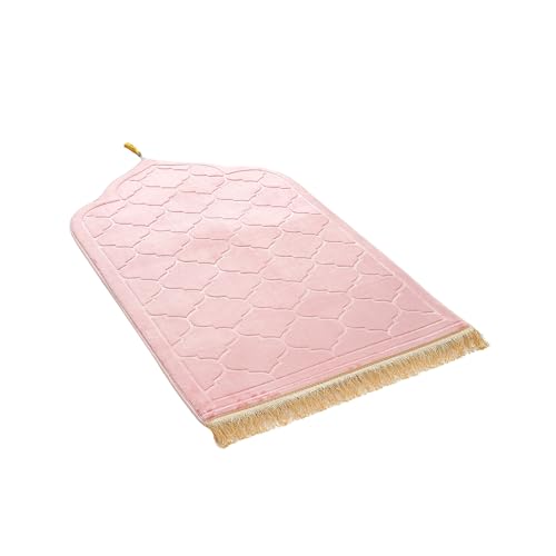 JE JOUE Prayer Rug Muslim Mat Islamic - Thickening Sponge Muslim Rug for Men Women Eid Travel Ramadan, Soft Luxury Great for Knees and Forehead （Pink） - color: Pink