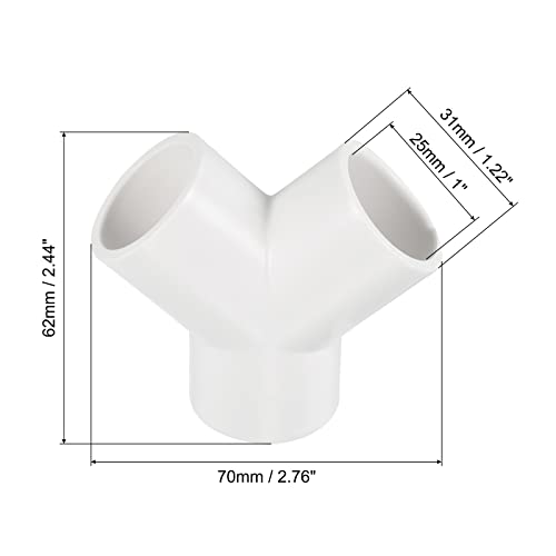 PATIKIL 25mm PVC Pipe Fittings, 3 Pack 3 Way Y Shape Water Tubing Joint Connectors Adapters Union for Garden Irrigation Home Aquarium - size: 25mm