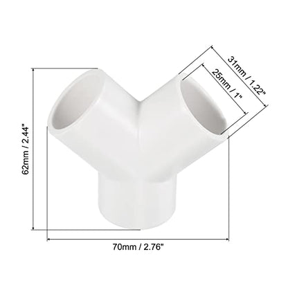 PATIKIL 25mm PVC Pipe Fittings, 3 Pack 3 Way Y Shape Water Tubing Joint Connectors Adapters Union for Garden Irrigation Home Aquarium - size: 25mm