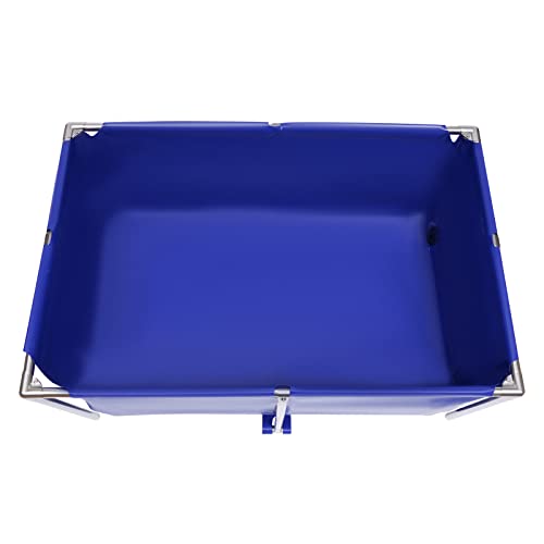 Canvas Fish Pond, Modern Blue Aquarium Fish Water Tank Cuboid Ornamental Swimming Pool Koi Breeding Pond with Drain Valve, Foldable Water Storage Pond Temporary Holding Viewing Canvas Fish Pond