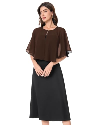 Baoqiya Capelets for women Chiffon Cape Soft Shawls and Wraps For Women - color: Brown
