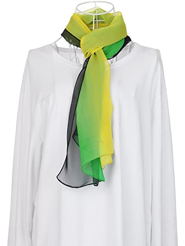 uxcell Women'sChiffon Sheer Long Scarf Silky Gradient Party - color: Yellow Green Black