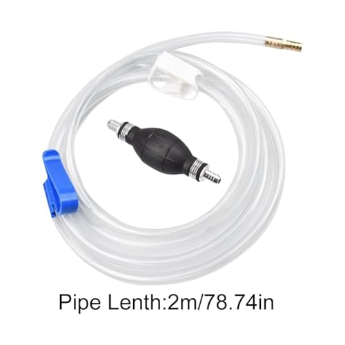 Siphon Pump for Gasoline Gas Oil Fuel Petrol Diesel Fluid Water Fish Tank, Fuel Siphon with 2 Durable PVC Syphon Hoses with Hose Clip, Metal Buckles, Fuel Transfer Pump