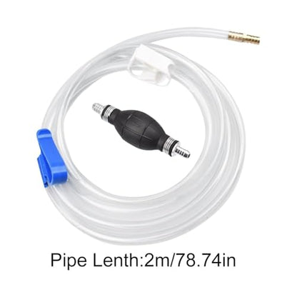Siphon Pump for Gasoline Gas Oil Fuel Petrol Diesel Fluid Water Fish Tank, Fuel Siphon with 2 Durable PVC Syphon Hoses with Hose Clip, Metal Buckles, Fuel Transfer Pump