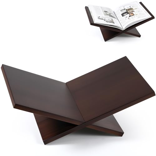 Honoson Open Display Wood Book Stand x Shaped Holder for Bible, Dark Walnut - color: Dark Walnut