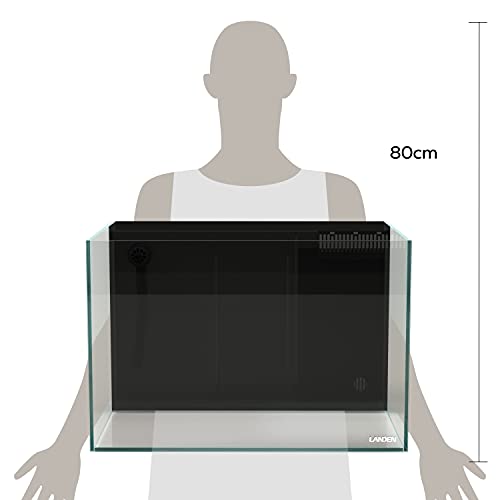 60P 26.23 Gallon Ultra Clear All Glass Rimless Low Iron Aquarium Tank with Rear Filtration Chamber for Salt and Fresh (Return Pump Included) 23.6Wx17.7Dx15.8H in(60x45x40cm) 8mm Thickness