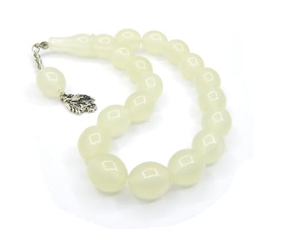 Perlin Muslim Prayer Beads 17 Bead Glow in the Dark Tasbih – Islamic Misbaha Subha Dhikr Beads, Oval Luminous Beads 18 x 13 mm, 25 cm for Prayer and Meditation Ethnic Beads Jewellery Bracelets