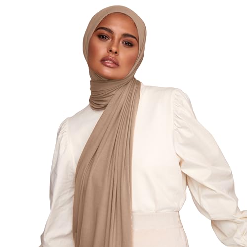 VOILE CHIC 여성용 프리미엄 저지 히잡 스카프 - 이슬람 헤드 스카프 랩 히잡 - color: 바닐라, size: Regular