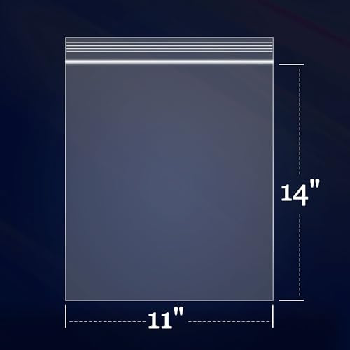 iMailer - 100 Count - 11" x 14" Large Zip Bags - 2 Mil Reclosable Zip Plastic Poly Bags with Lock Seal Zipper for Prints, Photos, Documents, Clothing, T-Shirt - size: 11" x 14"