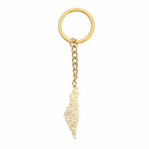 Palestine Keychain Palestine Map Country Flag Print Keyring Bring Them Home Now Patriotic Jewelry Judaica Gift Women - color: Outline of Islamic Palestine Gold