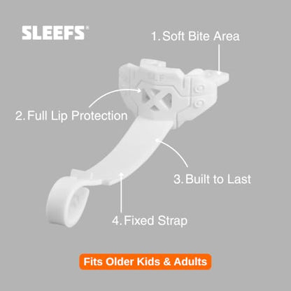 SLEEFS X White Football Mouth Guard - Lip/Mouthguard with Helmet Strap - Lip/Teeth Protector Mouthpiece - Moldable - for Youth/Adults, Men & Women Mouth Guard, Maximum Air Flow, Lacrosse, All Sports - color: White
