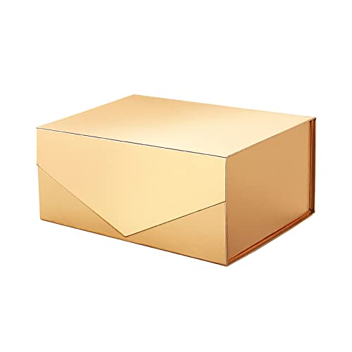PACKHOME Gold Gift Box 9x6.5x3.8in with Magnetic Lid - color: 9x6.5x3.8 Inch-Gold-Pack of 1