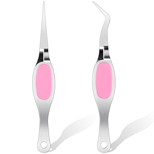 Chumia Craft Tweezer Precision Curved Straight Fine Tip Craft,Silver and Pink - color: Silver and Pink