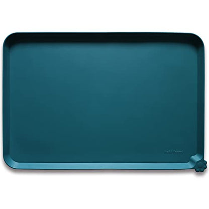 Hoki Found L Silicone Pet Food Mats - Non Slip Dog Cat Bowl Placemats - Waterproof Dog Cat Food Mats - For Carpet & Sicilian Ocean - color: Sicilian Ocean, size: 22" x 14"