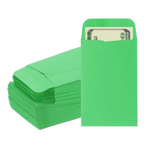 PATIKIL Money Envelope, 100 Pack 3.5" x 2.2" Cash Envelopes Money Holder Bags Budgeting Saving Challenge Letter for Gift Coins Checks Tickets Jewelry Passport Card, Deep Green - color: Deep Green, size: 3.5" x 2.2"