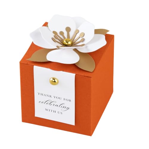 FEIYI 20 PCS 2.55” Party Favor Boxes，Burnt Orange Wedding Candy Gift Boxes - color: Burnt Orange